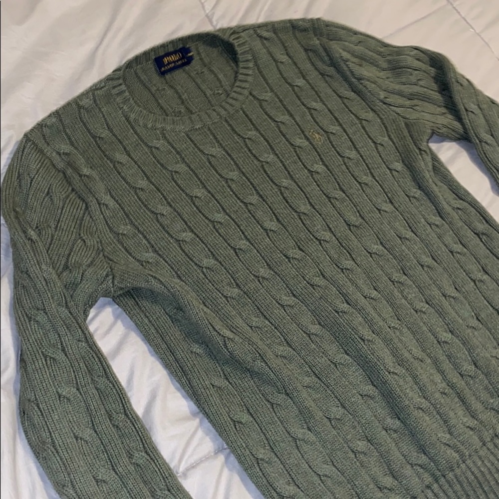 Olive Green Polo Sweater